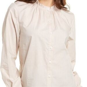 Thakoon Smocked Neck Button Up Blouse